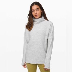 Lululemon Along the Way Mock Neck Long Sleeve - Heathered Core Ultra Light Grey